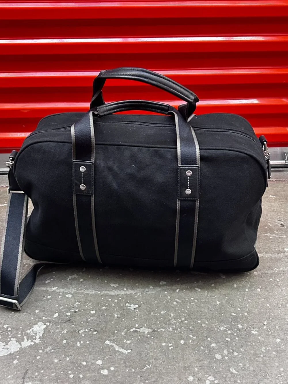 Coach black duffle bag canvas leather trim weekender travel gym bag unisex - Picture 7 of 14